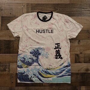 Original Gravity Hustle Great Wave Graphic T-Shirt Men’s XL White Streetwear